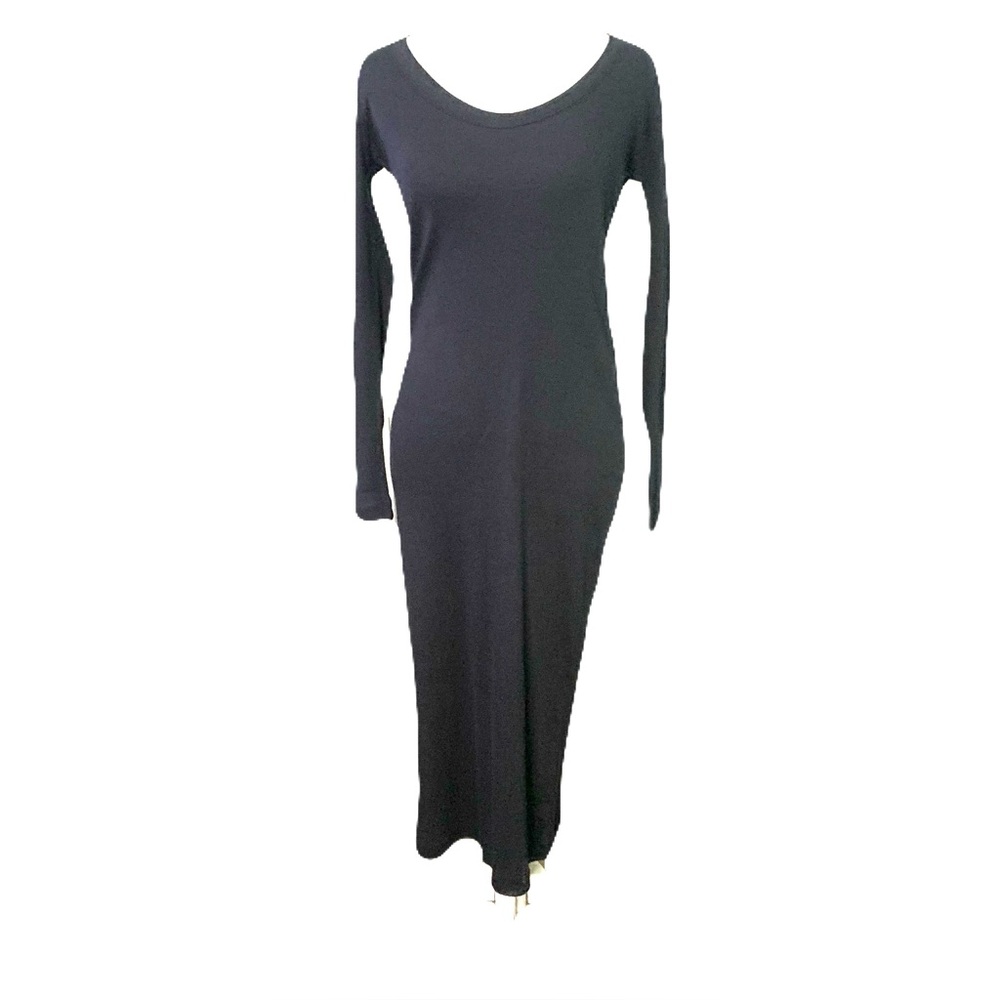 NWT Standard James Perse Women’s 2 Medium Black Long Sleeve Ribbed Midi Dress